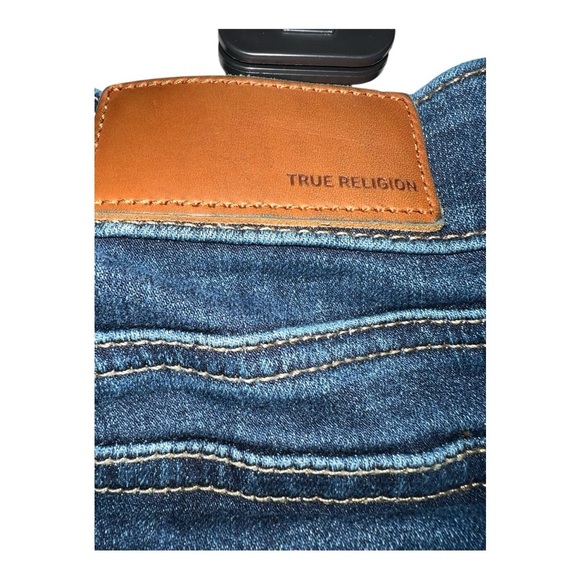 True Religion Mid Rise Skinny Jeans Blue Horse Shoe Pocket Size 32 - Picture 5 of 6